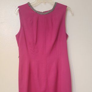 Anne Klein Pink Sheath Dress Size 10 Houndstood